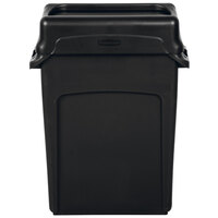 Rubbermaid Slim Jim 64 Qt. / 16 Gallon Black Rectangular Trash Can with Black Swing Lid