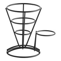 Clipper Mill by GET 4-361644 5" x 7" Black Wire Cone Basket with Ramekin Holder