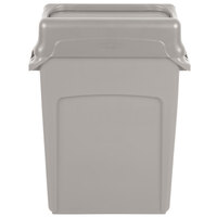 Rubbermaid Slim Jim 64 Qt. / 16 Gallon Beige Rectangular Trash Can with Beige Drop Shot Lid