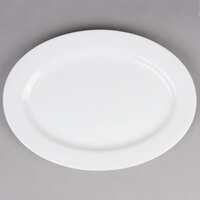 Tuxton ALH-116 Alaska 11 3/4" x 8 1/2" Bright White Wide Rim Rolled Edge Oval China Platter - 12/Case