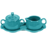 Fiesta® Dinnerware from Steelite International HL821107 Turquoise China Sugar and Creamer Tray Set - 4/Case