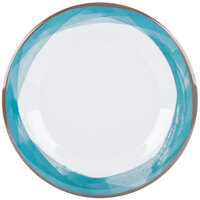 GET WP-10-DW-KNB Kanello 10 1/2" Round Diamond White Wide Rim Melamine Plate with Kanello Blue Edge - 12/Pack