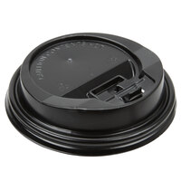 Choice Black Hot Paper Cup Travel Lid with Hinged Tab for 10-24 oz. Standard Cups and 8 oz. Squat Cups - 1,000/Case