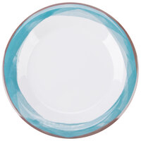 GET WP-7-DW-KNB Kanello 7 1/2" Round Diamond White Wide Rim Melamine Plate with Kanello Blue Edge - 48/Case