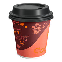 Choice 8 oz. Coffee Print Poly Paper Hot Cup and Lid - 100/Pack