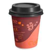 Choice 10 oz. Coffee Print Poly Paper Hot Cup and Lid - 100/Pack