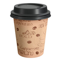 Choice 10 oz. Cafe Print Poly Paper Hot Cup and Lid - 100/Pack