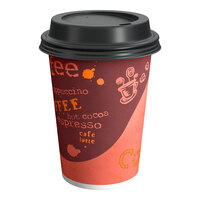 Choice 12 oz. Coffee Print Poly Paper Hot Cup and Lid - 100/Pack