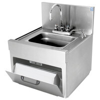 Eagle Group WSD14-15 Spec-Bar® 1 Bowl Wall Mounted Underbar Hand Sink with Deck Mount Gooseneck Faucet, Paper Towel Dispenser, and Soap Dispenser