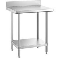 Regency Spec Line 24 inch x 30 inch 14 Gauge Stainless Steel Commercial Work Table with 4 inch Backsplash and Undershelf