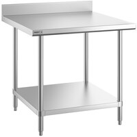 Regency Spec Line 36 inch x 36 inch 14 Gauge Stainless Steel Commercial Work Table with 4 inch Backsplash and Undershelf