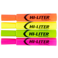 Avery® 24063 Hi-Liter® Chisel Tip Desk Style Highlighter, Fluorescent Color Assortment - 4/Pack