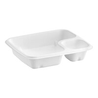EcoChoice Compostable No PFAS Added Large White 2 Compartment Nacho / Food Tray - 300/Case