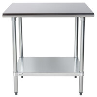 Advance Tabco ELAG-303-X 30" x 36" 16 Gauge Stainless Steel Work Table with Galvanized Undershelf