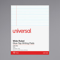 Universal UNV11000 Legal Ruled White Glue Top Writing Pad, Letter   - 12/Pack