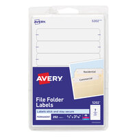 Avery® 5202 11/16" x 3 7/16" White Rectangular Write-On / Printable 1/3 Cut File Folder Labels - 252/Pack