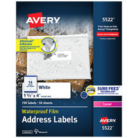 Avery® 5522 TrueBlock 1 1/3" x 4" Waterproof White Mailing Address Labels with Ultrahold Permanent Adhesive - 700/Box