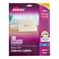Avery® 18660 Easy Peel 1" x 2 5/8" Matte Clear Inkjet Printer Address Labels - 300/Pack