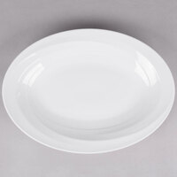 Reserve by Libbey 987659315 Silk 12 1/2" x 9" Oval Royal Rideau White Narrow Rim Porcelain Platter - 12/Case