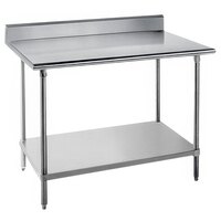 Advance Tabco SKG-304 30" x 48" 16 Gauge Super Saver Stainless Steel Commercial Work Table with Undershelf and 5" Backsplash