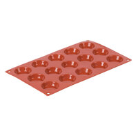 Matfer Bourgeat 257922 Gastroflex Plain-Edge Orange Silicone 15 Compartment Round Tartlet / Quiche Mold - 1 3/4" x 3/8" Cavities