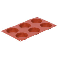 Matfer Bourgeat 257926 Gastroflex Orange Silicone 6 Compartment Fluted Tart Mold