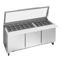 Beverage-Air SPE72HC-30M-STL Elite Series 72" 3 Door Mega Top Glass Lid Refrigerated Sandwich Prep Table