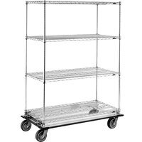 Metro Super Erecta 24" Wide Chrome Mobile Wire Shelving Truck with Polyurethane Casters