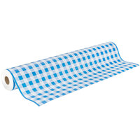 40" x 300' Paper Table Cover with Blue Gingham Pattern