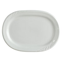 Tuxton YPH-137 Sonoma 13 7/8" Bright White Embossed Rim China Platter - 12/Case