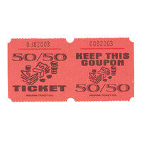 Red 50/50 Marquee Raffle Tickets - 1000/Roll