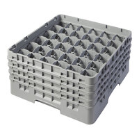 Cambro 36S800151 Soft Gray Camrack Customizable 36 Compartment 8 1/2" Glass Rack with 4 Extenders