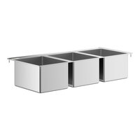 Regency 16" x 20" x 12" 16-Gauge Stainless Steel Three Compartment Drop-In Sink