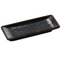 Thunder Group 2411TM Tenmoku Black 11 1/4" x 5" Rectangular Melamine Plate - 12/Pack