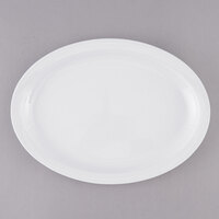 Thunder Group NS515W Nustone White Melamine Oval Platter Narrow Rim 13 1/4" x 9 5/8" - 12/Pack