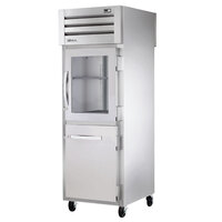 True STR1RPT-1HG/1HS-1S-HC Spec Series 27 1/2" Stainless Steel Half Glass Front / Half Door Back Pass-Through Refrigerator