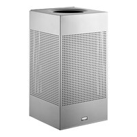 Rubbermaid FGSC14EPLSM Silhouettes Metallic Silver Steel Designer Square Waste Receptacle - 16 Gallon