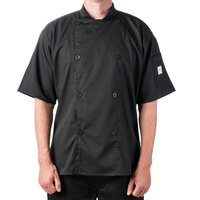Mercer Culinary Genesis Unisex Lightweight Black Customizable Short Sleeve Chef Jacket M61012BK - M