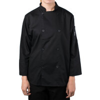 Mercer Culinary Genesis® Women's Black Long Sleeve Chef Jacket M61030BK - S