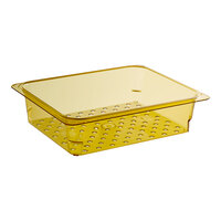 Cambro 23CLRHP150 H-Pan™ 1/2 Size Amber High Heat Plastic Colander Pan - 3" Deep