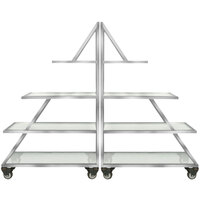 Eastern Tabletop AC1725 82 1/2" x 14" x 64" Triangle Stainless Steel Rolling Buffet Set with Clear Acrylic Shelves