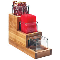 Cal-Mil 3612-4-99 Madera Rustic Pine 3-Step Display with 3 Glass Jars - 14 1/2" x 5 1/4" x 12 1/2"