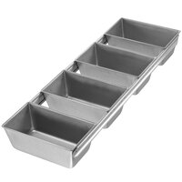 Chicago Metallic 44145 3/8 lb. 4-Strap Glazed Aluminized Steel Bread Loaf Pan - 5 5/8" x 3 1/8" x 2 3/16"