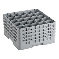 Cambro 25S900151 Camrack 9 3/8" High Customizable Soft Gray 25 Compartment Glass Rack with 4 Extenders