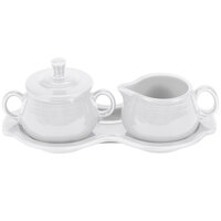 Fiesta® Dinnerware from Steelite International HL821100 White China Sugar and Creamer Tray Set - 4/Case