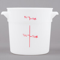 Cambro 1 Qt. White Round Polyethylene Food Storage Container