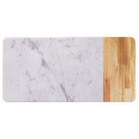 Elite Global Solutions M714RCM Sierra 14 1/4" x 7" Faux Alder Wood and Carrara Marble Rectangular Serving Board