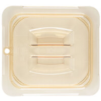 Carlisle 10510U13 StorPlus 1/6 Size Amber Universal High Heat Handled Lid