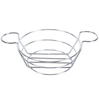 American Metalcraft BSKC08 Chrome Round Wire Basket with Ramekin Holders - 8" x 3 3/4"