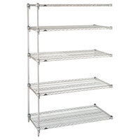 Metro 5AA427C Stationary Super Erecta Adjustable 2 Series Chrome Wire Shelving Add On Unit - 21" x 30" x 74"